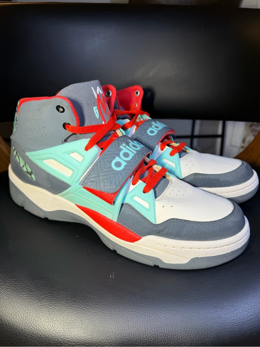 Adidas Mutombo TB High Mens Size 13 White Red Blue Basketball Shoes Sneakers